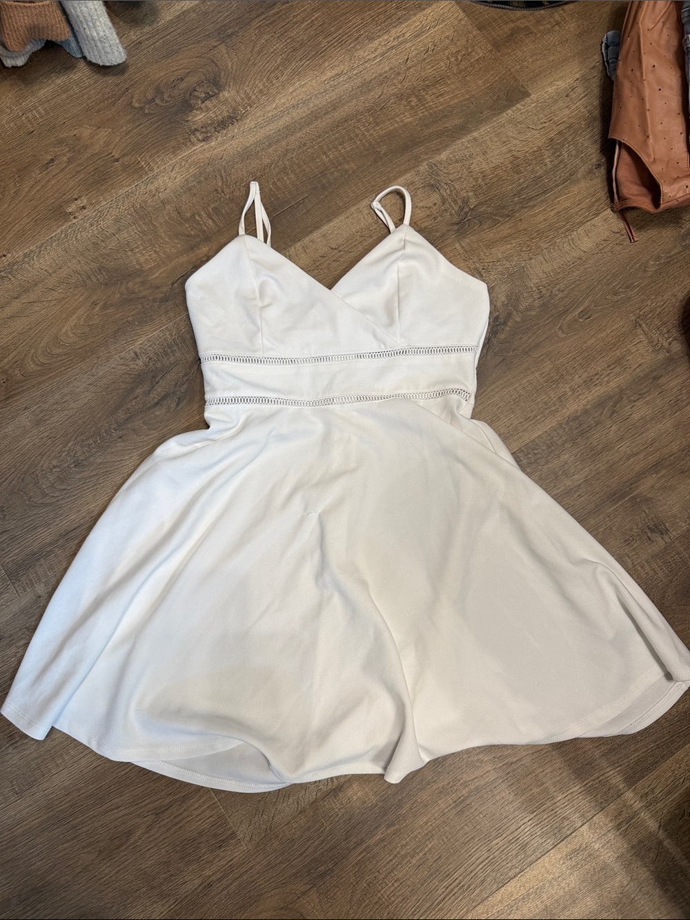 Trixxi White Spaghetti Strap Fit & Flare Mini Dress